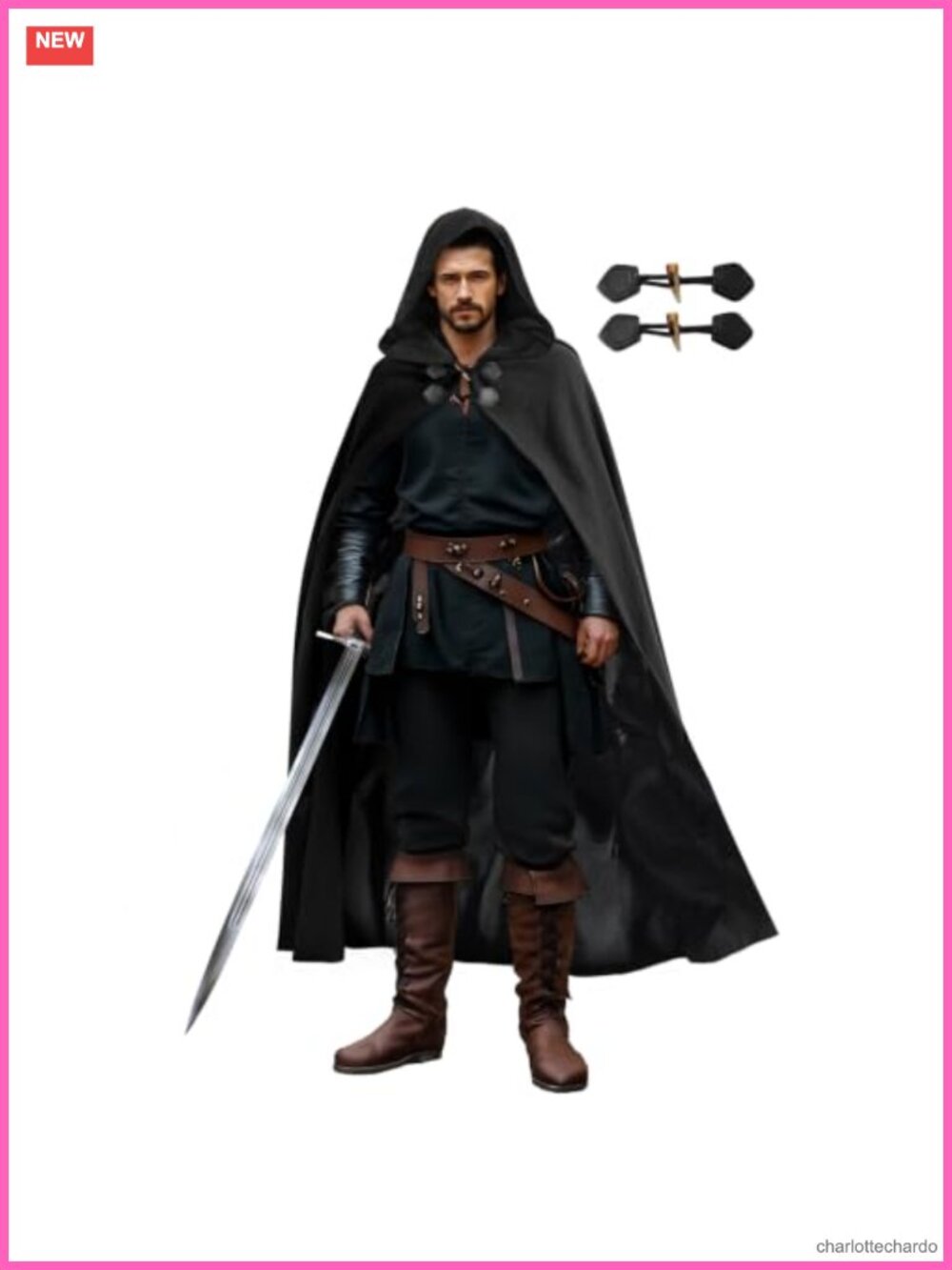 Velvet Renaissance Hooded Cloak Lined Medieval Viking Cape Robe Costume